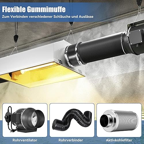 Ø 125mm Verbinder Flexible Gummimuffe mit Edelstahlschellen für Rohrlüfter Rohrventilator 125mm Abluftschlauch Schlauch Klimaschlauch Indoor Anbau Homebox Lüftungsschlauch - Cheap-Us