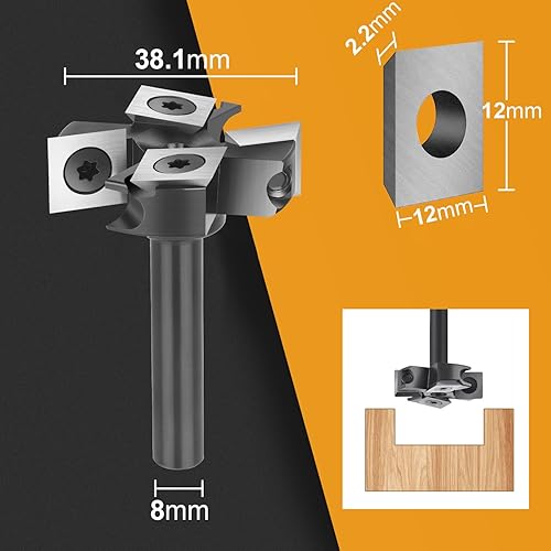 SpeTool Planfräser 8mm Schaft 38.1mm Durchmesser Planfräser für Oberfräse Hobelfräser für holz mit Wendeplatten 2+2 Flöten CNC Fräser Flächenfräser Abflachfräser Oberflächenbit - Cheap-Us