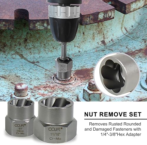 CCLIFE 15tlg 3/8' Cr-Mo Spezial Steckschlüssel Einsatz Linksausdreher Schraubenausdreher Nuss Stecknuss Muttern Entferner | 8-19mm | Turbonüsse - Cheap-Us