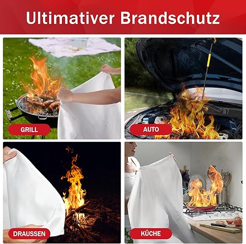 kanhiro Löschdecke Küche Feuerlöschdecke - 1m x 1m Glasfaser Brandschutzdecke DIN EN 1869:2019 Retardant Decken für versehentliches Sicherheitsdesign für Küche, Kamin, Grill, Auto, Camping - Cheap-Us