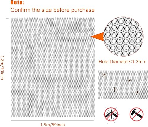 2 Stück Anti-Fliegen-Netz Fenster, 150x180cm Zuschneidbar Insektenschutz Fenster Netz für Schützen die Familie vor Insekten, mit selbstklebendes Klettband & Zuschneider - Cheap-Us