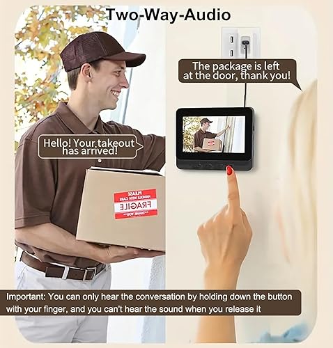 Drahtlose Video Türklingel mit Kamera Verbindung 4,3' IPS Display 1080P Kabellose Funk Türklingel mit Gegensprechanlage Kein WiFi nötig Zwei-Wege-Audio Nachtsicht Video Betrachtungswinkel: 120° - Cheap-Us