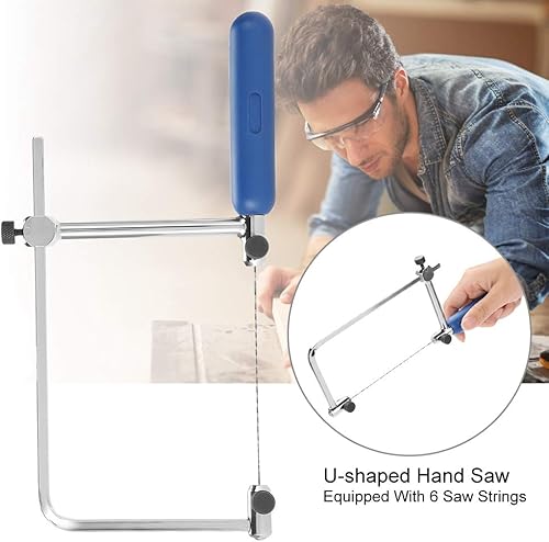 Handsäge Sägerahmen Juweliersäge, Holzbearbeitungssäge Laubsäge Einstellbarer Schneidwerkzeug Bundsägen Sägebügel mit 6 Spiralsägeblättern für Holz Holzbearbeitung Glas Metall - Cheap-Us