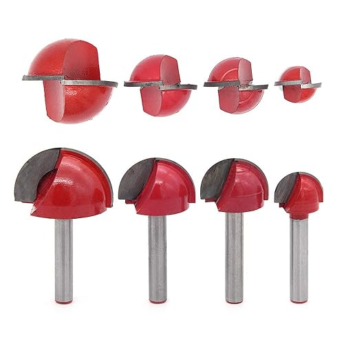 DingGreat 4 tlg 6 mm Schaft Oberfräser Hohlkehlfräser, Rund Nase Cove Core Box Fräser Holzbearbeitung Fräser 16mm/22mm/25mm/32mm - Cheap-Us