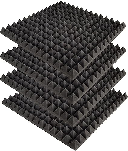 4x Pyramiden-Schaumstoff ca. 50x50x5cm, anthrazit-schwarz, Schaumstoff, Noppenschaum, Schallschutz, Dämmung - Cheap-Us