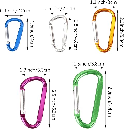 Temlum 10 Stück Aluminium Karabiner Clip, D-Form Karabinerhaken Karabiner mit Schnappverschluss für Camping, Reisen, Wandern, Schlüsselanhänger, Outdoor-Zubehör - Cheap-Us