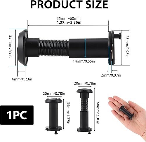 Türspion mit Weitwinkel 220° und Sichtschutz,Edelstahl Optik,Ø 14-18mm Bohrloch,Hochwertige Echtglaslinse,Türspion Abdeckung,Sicherheit für 35-60mm Dicke Türen (Silber) - Cheap-Us