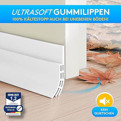 SilverRack Zugluftstopper für Türen Transparent [1 x 1m] - Zuschneidbare Türdichtung selbstklebend - Türdichtung unten - Gummilippe Tür Dichtung Zugluft - Windschutz, Schallschutz & Kälteschutz - Cheap-Us