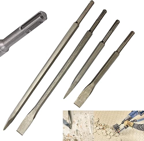 SDS-plus Meißel Set 4tlg,400mm/230mm lang Flachmeißel und Spitzmeißel,Professional Meißel, Meißel für elektrische Bohrmaschinen und Spitzhacken zum Aufbrechen von Mauern und Gebäuden - Cheap-Us