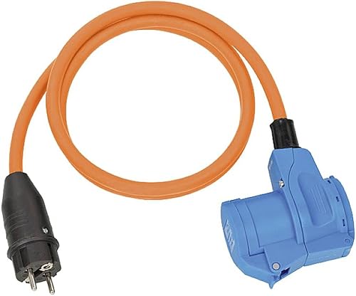 Brennenstuhl Camping Adapterkabel/CEE-Adapter mit Schutzkontakt-Stecker und CEE-Kupplung (1,5m Kabel in Orange, H07RN-F 3G2,5, 230V/16A, ständiger Einsatz im Außenbereich IP44, Made in Germany) - Cheap-Us