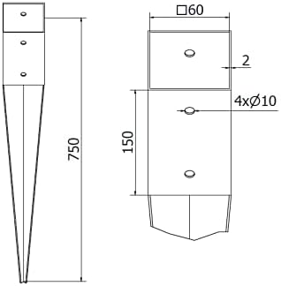 NAJDER Einschlagbodenhülse 0-120 mm / 700 mm Pfostenträger Einschlaghülse Bodenhülse Boden getrieben Feuerverzinkung Verzinkung (0-120 mm / 700 mm) - Cheap-Us