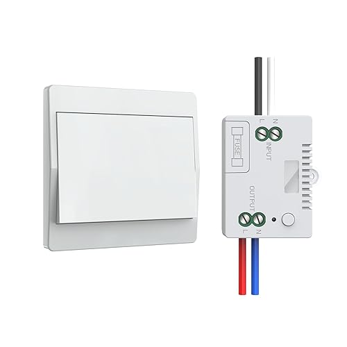 Thinkbee 230V Funk Lichtschalter Set - Selbstversorgender Funkschalter Ohne Batterie Drahtloser Schalter Wasserdicht Wandschalter Steuern Sie Ihre Lampe bis zu 200 m fern (Non-dimmable) - Cheap-Us