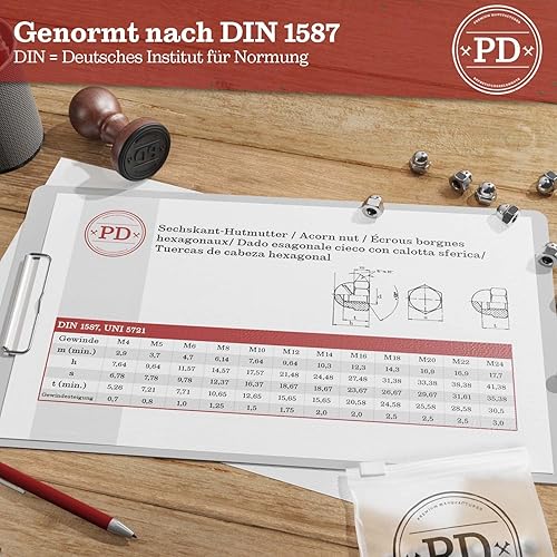 PD® Kunststoff Hutmuttern M6 (DIN 1587) | Hochwertige PA Nylon Kappenmuttern | Schutzkappen Muttern in hoher Form für Schrauben, Gewindestangen & Gewindebolzen | 50 Stück - Cheap-Us