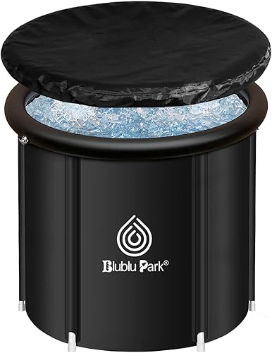 Eisbad Tonne für Athleten,75x75cm tragbares Ice Bath Tub für Sportler mit Deckel, Aufblasbare Faltbare Tauchwanne im Freien für Kaltwassertherapie-Training Erholungs-Eisfass-Tauchbecken für Erwachsene - Cheap-Us