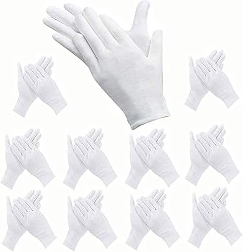 ADOPLX 24 Stück weiße Handschuhe, 12 Paar Baumwollhandschuhe, Sicherheits-Arbeitshandschuhe, dehnbares Futter, Kontrolle, Servieren, feuchtigkeitsspendende Handschuhe, Größe M - Cheap-Us