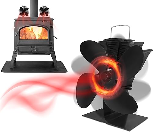 Yznahre Kaminventilator, 4 Flügel Ofenventilator Ohne Strom, Kaminofen Ventilator für Holzöfen, Stove Fan for Fireplace Umweltfreundlich Umwälzung - Cheap-Us