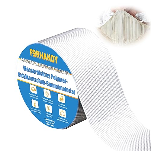 Forhandy 5cm x 5m Wasserdichtes Klebeband, Starkes Butylband Selbstklebendes Dichtungsbänder 1.5mm Dicke, Klebeband Wasserdicht Silber Aluminium Wasserfestes Klebeband Außen - Cheap-Us