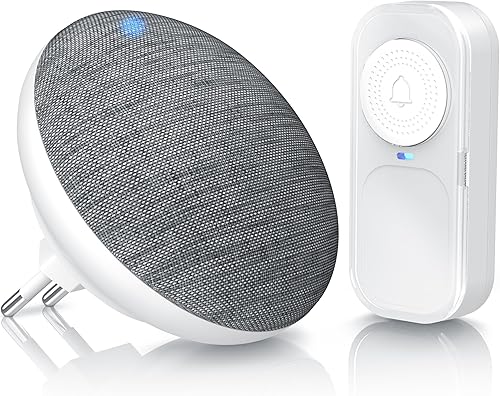 CSL - kabellose Funkklingel - Türklingel für die Steckdose - Batterielose, Wasserdichte Funkklingel - IP65-21 Melodien - 4 Lautstärkestufen- mit Batterie – satter Klang – geeignet für jede Steckdose - Cheap-Us