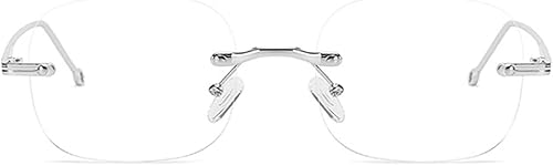 Fullwosing Brille Kurzsichtig Metall Randlos Kurzsichtig Fernbrille für Kurzsichtigkeit -1.00 bis -4.00 Stilvoll Design Gold Silber - Cheap-Us