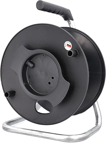 as - Schwabe Universal-Roller Leertrommel Ø285 mm mit Kabelhaspel, Feststellbremse, Fußgestell und ergonomischen Haltegriff, für diverse Kabellängen, 12121 - Cheap-Us