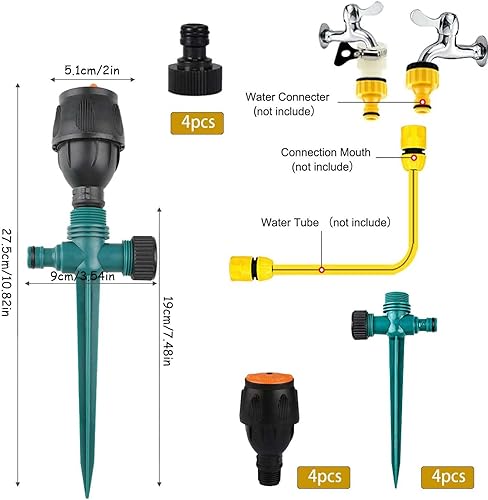 4Pcs Sprühregner,360° Automatische Bewässerung Gartensprenger,versenkt Sprinkler Rasensprenger,Multifunktion Garten Sprinkler,Wassersprenger Einstellbar Bewässerungssystem - Cheap-Us