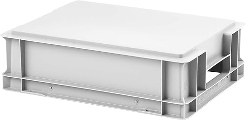 1a-TopStore Euro-Stapelbox EB-412, 400x300x120 mm (LxBxH), grau ähnl. RAL7001, aus Polypropylen, lebensmittelecht, 2 Handgriffe, ca. 11 Liter Vol. - Cheap-Us