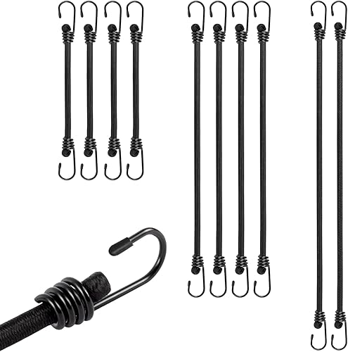 Expander Spanngurte Verstellbar Spanngummi mit Haken - 10er Set Gummispanner mit Haken in 3 Längen Vielzweck Gepäckspanner Schwarz Gummiseil für Outdoor Haushalt Gepäck Planen Dachträger - Cheap-Us