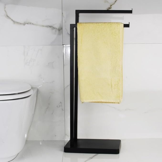 Yoka Home - Handtuchhalter Stehend Schwarz Handtuch - Ständer Freistehend aus Edelstahl für Bad Standhandtuchhalter mit 4 Handtuchstangen - 45 x 29 x 94 cm - Cheap-Us