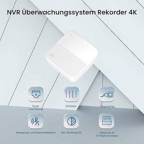 Tenda NVR Überwachungssystem Rekorder 4K, 8CH PoE NVR Recorder, 250m Langstreckenübertragung, H.265+, Plug und Play, HDD(bis zu 10TB)/Cloud Storage, 4KV Blitzschutz, APP Fernüberwachung, N6P-8H - Cheap-Us