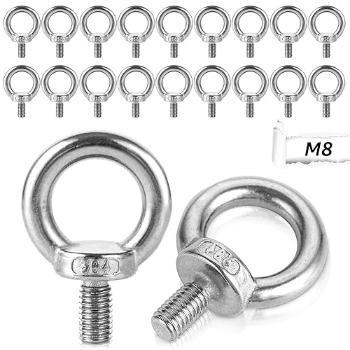 CYEER 20 Stück Ringschraube M8, Ringschraube M8 Edelstahl, 304 Edelstahl Augenschraube, Ösenschraube, Ringmutter, Ringösen für Befestigen Sie hängende Ornamente, Blumentöpfe, Schaukelständer usw. - Cheap-Us