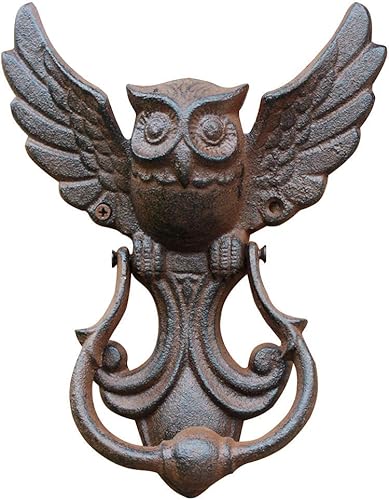 Eule Türklopfer Gusseisen Türgriff Vintage Eule Antik Stil Dekorativ Tür Für Ihren Garten/Holz Haus/Farmhaus - Braun - Cheap-Us