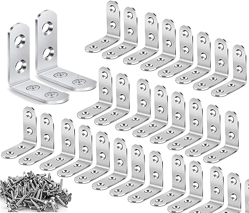 Winkelverbinder Winkel Metallwinkel 30 Stück 40*40mm Winkeleisen Edelstahl 90 Grad Möbel Klammern Eckwinkel Möbelwinkel Mit Schraube für Anbau Winkel Bracket Möbel - Cheap-Us