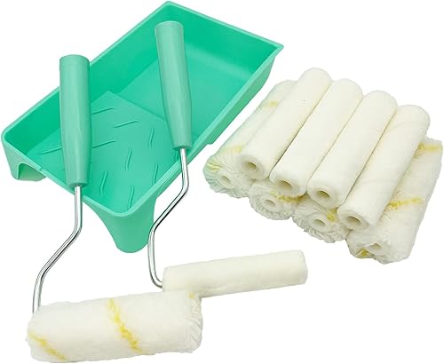 13er Farbroller-Set, 10cm Mikrofaser-Farbroller-Bezüge, Mini-Wollmischung-Farbroller mit Ablage, kleines Farbroller-Pinsel-Set - Cheap-Us