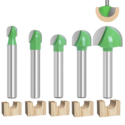 Hugwish 5 Fräser für Oberfräsen, Rundfräser 6 mm, Fräser mit rundem Boden, Holzfräser, Hohlkehlfräser, Kugelkopffräser Holz 6mm / 8mm /10mm / 12mm / 18mm - Cheap-Us