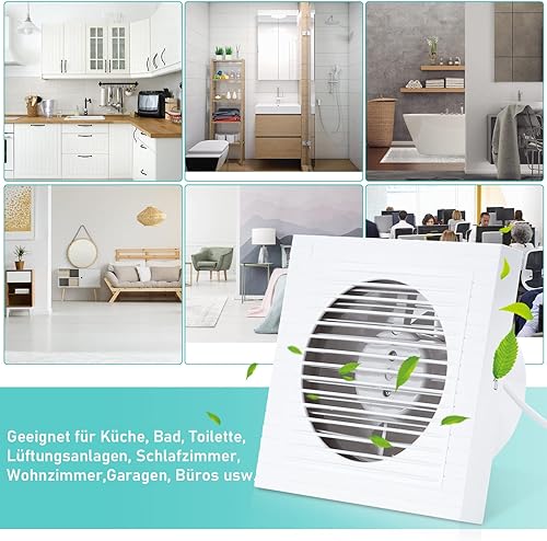 Ikodm 100 mm Einstellbar Rauchabzug Rohrventilator Inline-Kanalventilator, 320 m3/h Abluftventilator Lüfter Leise mit Fernsteuerung, EU-Stecker Für Bad,WC,Küche,Gewächshaus,Zelt,Garage - Cheap-Us