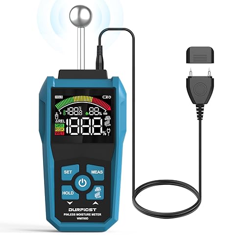Feuchtigkeitsmessgerät, DURFICST Feuchtigkeitsmessgerät Wand,Pin&Pinless Feuchtigkeitsmesser mit Farb-LCD und Akustischem Alarm, Erkennt 20–40 mm Wände, Holz, Mauerwerk, Beton und Andere Baustoffe - Cheap-Us