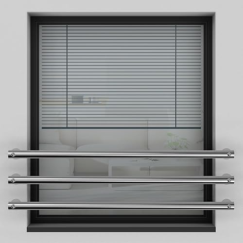 Fenster Absturzsicherung V2A Edelstahl, Individualisierbar, 50-200 cm als Maßanfertigung, Außenbefestigung, Rohrwandstärke 2mm - Massiv - Fenstergitter, Fallschutz - Cheap-Us