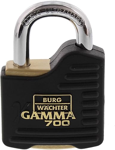 BURG-WÄCHTER Vorhängeschloss, Vorhangschloss mit Schlüssel, 9 mm Bügelstärke, massives Messingschloss, ultrahart, Doppelt kugelgesichert, Gamma 700 55 - Cheap-Us
