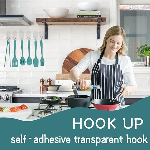 EOSWRU Haken Selbstklebend, 30 Stück Klebehaken Transparent Ohne Bohren (max 10 kg) Nahtloser Wasserdicht und Ölfest Mehrzweck Klebe Haken, Wandhaken Selbstklebend für Küche Bad - Cheap-Us