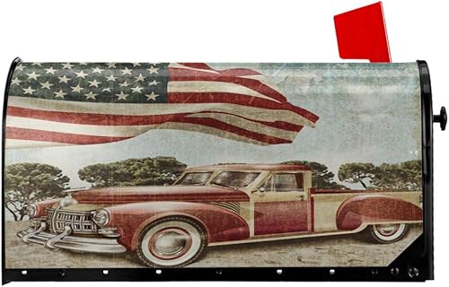 Briefkasten-Abdeckungen im Vintage-Stil mit amerikanischer Flagge, magnetischer Briefkasten, Übergröße, 21 x 18 Mailwrap, Garten-Heimdekoration - Cheap-Us