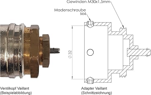 Eurotronic ET - EUROTRONIC Technology GmbH 700101 Danfoss RA Metalladapter für Heizkörperthermostate (Zubehör für Heizungsthermostat, lange Lebensdauer), 20mm/23mm (4 Kerben) - Cheap-Us