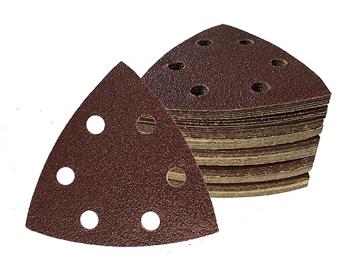 Delta-Schleifdreiecke │50 Stück │ 6-Loch │ 93 x 93 x 93 mm │ Korn 60│ für Deltaschleifer │ Schleifblätter │ dreieckige Schleifpads │ Schleifpapier │Klett-Schleifdreiecke│ - Cheap-Us
