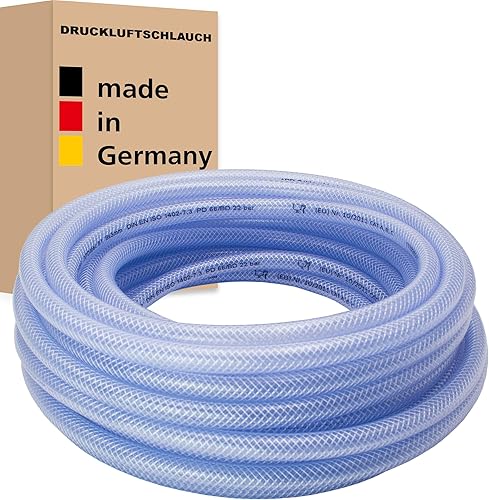 Druckluftschlauch Transparent Druckschlauch Luftschlauch Lebensmittelschlauch Gewebeschlauch Kompressorschlauch Wasserschlauch - Made in Germany (10 x 3 mm (3/8'), 10 m) - Cheap-Us