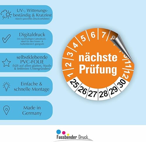 Fassbender-Druck PRÜFPLAKETTEN - Hochwertige Prüfetiketten FD-3 NÄCHSTE WARTUNG Ø 30mm - Selbstklebende PVC-Folie - Wartungsetiketten für Prüfung - Prüfplakette für Prüfungsnachweis (60 Stück) - Cheap-Us