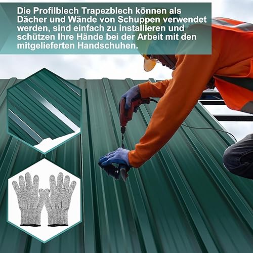 Ansobea 12 Stück Trapezblech 129x46cm, 7m² Dachblech Profilblech, Verzinkt Wellblech 0,25 mm Rostresistent, mit Handschuhe, Dachblech Wellblech für Carport, Anthrazit - Cheap-Us