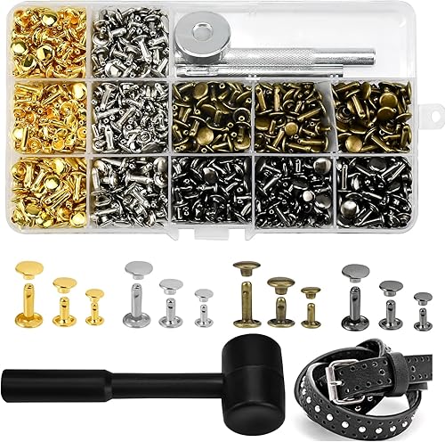 LIMITADA 960pcs Leder Nieten,Ledernieten Set,nieten zum Schrauben für Leder,Leder Nieten,Doppelkappe Nieten,Leder Nieten Set,Metallnieten,Kopfnieten zum Schrauben,Leder Nieten Set für DIY - Cheap-Us