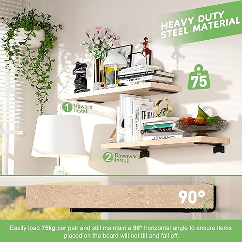 Yeabett 4 stück Regalhalterung Regalträger 15 cm, Regalwinkel Schwerlast, 75 kg Tragkraft, schwarz - Cheap-Us