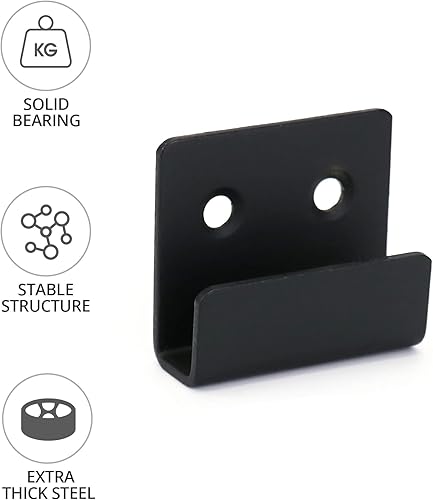 QWORK 8 Stück U Winkel Halterung Edelstahl, Schwerlast Keramikfliesen Display Wandhaken mit Schrauben, Schwarz, 16 mm Innenbreite - Cheap-Us