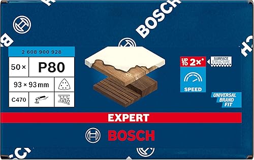 Bosch 50x EXPERT C470 Schleifpapier (für Farbe auf Holz, Ø 93x93 mm, Körnung 120, Professional Zubehör Deltaschleifer) - Cheap-Us
