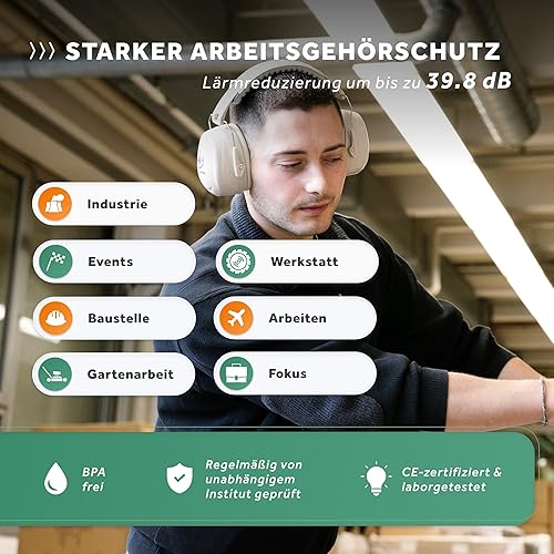 Schallwerk ® Work+ | Arbeit Gehörschutz (Schwarz/Blau) – Größenverstellbare Hörschutz Ohrenschützer, Hochwertige Lärmschutz Kopfhörer – Kapselgehörschutz für Arbeit und Alltag - Cheap-Us